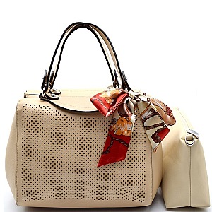 B0154 -LP Scarf Accent Perforated 2 in 1 Satchel