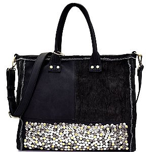 BGA47474-LP Antique Craft Multi-colored Studded Vintage Patchwork Satchel