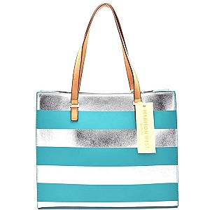 BGW8560-LP Madison West Tassel Accent Stripe Print Tote