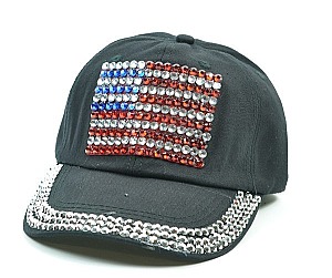 Rhinestone Jean Hat American Flag