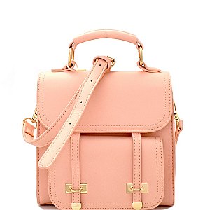 BS2246-LP Buckle Accent Convertible Flap Backpack Satchel
