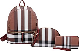 3 IN 1 CLASSIC PLAID BACKPACK SET