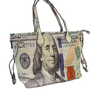 OVERSIZE Big Hundred Dollar Bill Print Tote Bag