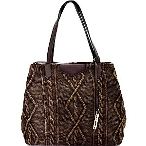 CY002-LP Vintage Cable Knit Over-sized 2-Way Tote