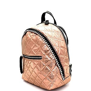 DH6522-LP Chain Accent Quilted Metallic Fashion Backpack