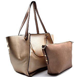 F0153-LP Handle Accent Two-Tone 2 in 1 Tote