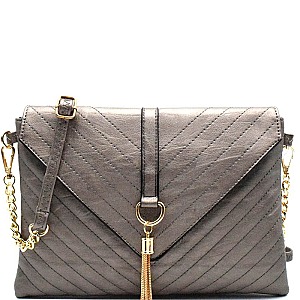 F3308-LP Chevron Quilted Flap Clutch Cross Body