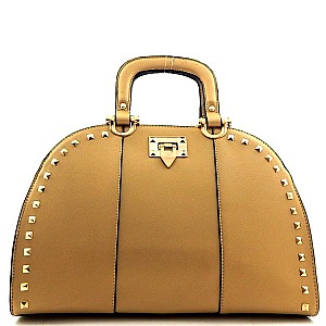 Studded Clasp-lock Celebrity Satchel