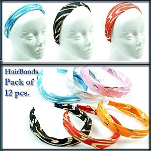 Fabric Print Headband -Pack Of 12