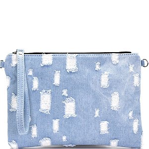 HD2825-LP Distressed Vintage Denim Clutch