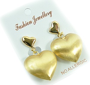 Metal Puffed Heart Design Earring