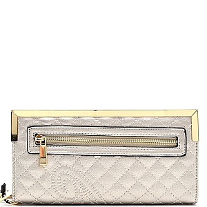 JA9051W-LP Paisley Detail Quilted Zip-Around Wristlet Wallet