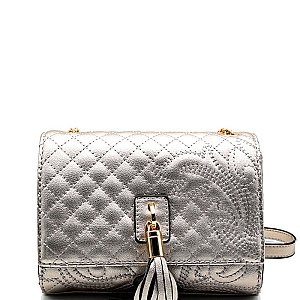 JA905-LP Tassel Accent Paisley Detail Quilted Cross Body