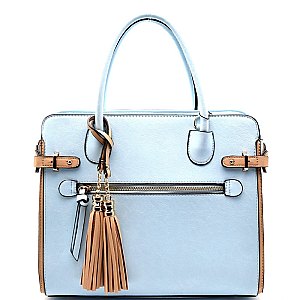 JW107-LP Tassel Accent Two-Tone Trim Satchel