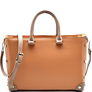 JX0022-LP Stud Accent Two-Tone Structured Satchel