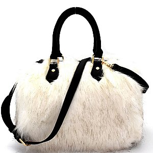 JY0191-LP Faux-fur 2 Way Boston Satchel