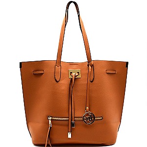 L0095-lp Drawstring Hardware Accent Shopping Tote