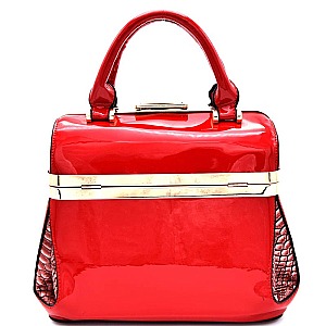 L6312-LP Snake Trim Patent Frame Boutique Satchel