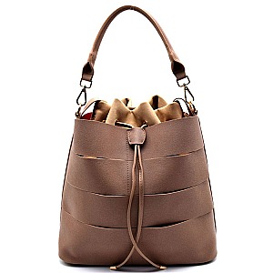 Quality Faux-Leather & Felt-Suede Inner Drawstring Hobo