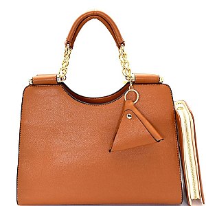 [S]LL0151-LP Hardware Accent Structured Satchel Wallet SET