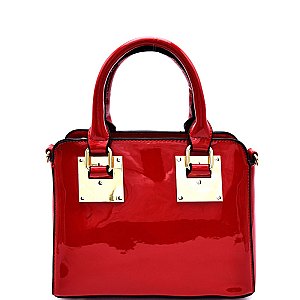LY057-LP Hardware Accent Patent 2 Way Small Satchel