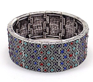 Multi Colors Stoned Stretchable Bangle