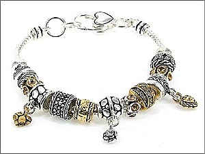 OB01058TT HEART TEXTURED BEAD BRACELET