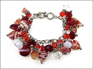 OB02112-RDRED Red Charm Bracelet