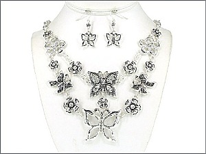 OS01992AS Butterfly Theme Necklace with earrings