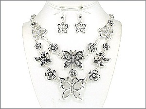 OS01992AS Butterfly Theme Necklace with earrings
