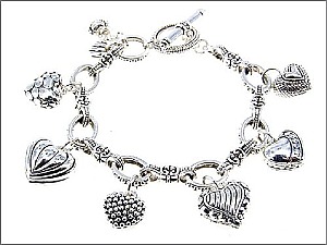 B6898L ATS Heart Danggling Casting Bracelet