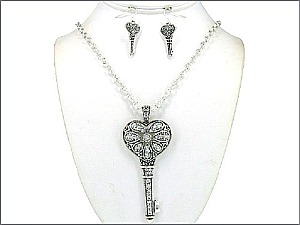 OS02438ASCRY Key Necklace necklace with earrings
