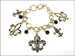 OB02265AGCRY Fleur De Lis Charms Toggle Bracelet