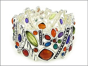 OB02479ASMUL Fashion Casting With Stone Bracelet-Silver