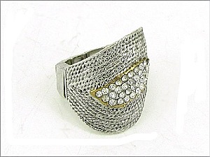 OR0289TTCRY Textured Stretch Ring With Stone