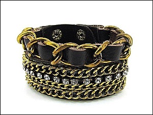 OB02619GBBRN DESIGNER LEATHER BRACELET