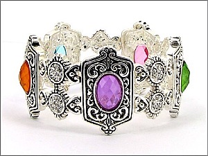 OB03044ASMUL  DESIGNER TEXTURE W/STONE BRACELET
