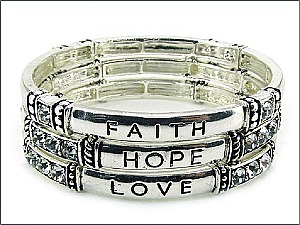OB02723AS    FAITH HOPE LOVE STRETCH BRACELET