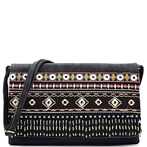 PPC5152-LP Bead and Embroidery Large Clutch Messenger