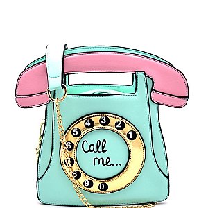 PPC5394-LP Color Block Vintage Phone Figure Novelty Bag