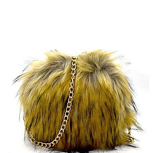PPC5717-LP Chain Strap Faux-fur Round Cross Body