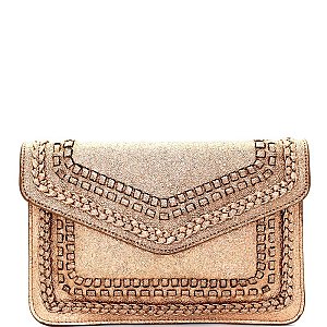 PPC5753-LP Whip stitched Metallic Envelope Clutch