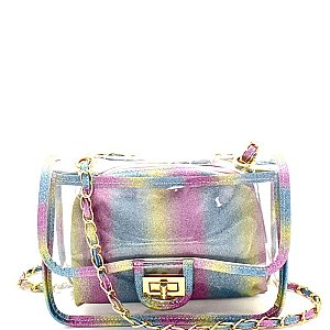 Multi-Color Glittery Detail Clear 2 in 1 Shoulder Bag  MH-PPC6255