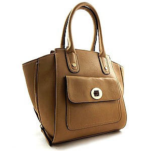 Zipper Accented Wing Satchel