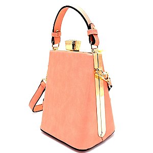 S87055 Rhinestone Jewel-Top Frame Medium Satchel