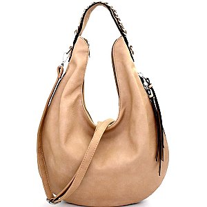 SD6668-LP Chain Accent Expandable Single Strap Hobo Taupe