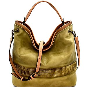 US0006-LP Quality Woven Detail Brush Painted 2-Way Hobo