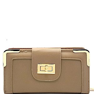 WP1106-LP Turn-Lock Multi-Compartment Wallet with Shoulder Strap
