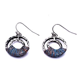 XE1522-LP Metal Wire Wrap Fish Hook Round Earring
