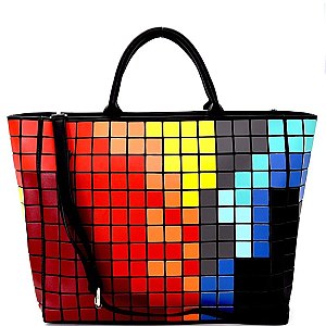 YX0009-LP Unique Multi-Color Mosaic 2-Way Large Satchel